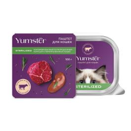 100гр Корм Yumster для стерилизованных кошек, паштет с Телятиной и Почками