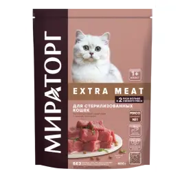 0,4кг Корм Мираторг Extra Meat для стерилизованных кошек старше 1 года с нежной Телятиной