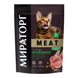 0,3кг Корм Мираторг Meat полнорационный для взрослых кошек старше 1 года с сочным Ягнёнком