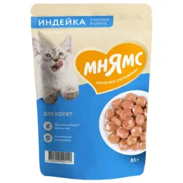85гр Влажный корм Мнямс для котят кусочки в соусе с Индейкой