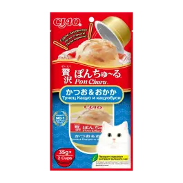 2*35гр Лакомство INABA CIAO Pon Churu для кошек Тунец Кацуо и Кацуобуси