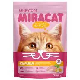 0,75кг Корм Мираторг Miracat для взрослых кошек всех пород с Курицей