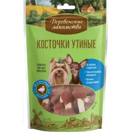 Лакомства Косточки Утиные для собак мини-пород "Деревенские лакомства", 55гр