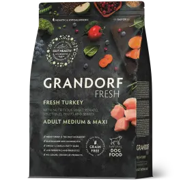 1кг Корм GRANDORF DOG Fresh Turkey&Sweet Potato Adult Medium&Maxi беззерновой гипоаллергенный для собак средних и крупных пород, Индейка с Бататом