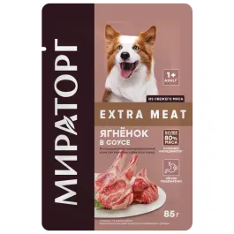 85гр Влажный корм Мираторг Extra Meat для взрослых собак, соус с Ягнёнком