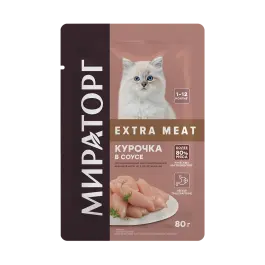 80гр Влажный корм Мираторг Winner Extra Meat для котят от 1 до 12 месяцев Курочка в соусе