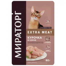 80гр Влажный корм Мираторг Extra Meat для взрослых кошек, соус с Курицей