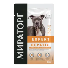 85гр Влажный корм Мираторг Expert Hepatic полнорационный для взрослых собак всех пород «Бережная забота о здоровье печени»