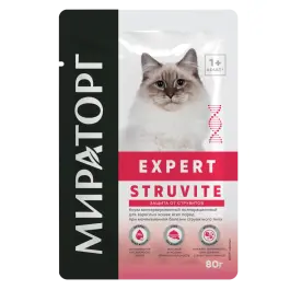 80гр Влажный корм Мираторг Expert Struvite полнорационный для взрослых кошек всех пород при мочекаменной болезни струвитного типа с Курицей