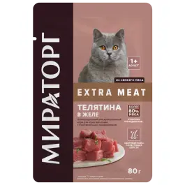 80гр Корм Мираторг Winner Extra Meat для кошек с чувствительным пищеварением Телятина в желе