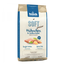12,5кг Корм Bosch SOFT Holistic Junior полувлажный, монопротеиновый, беззерновой для щенков всех пород с Цыпленком и бататом