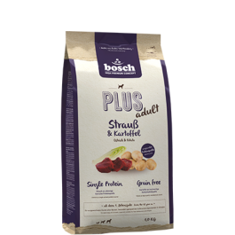 1кг Корм Bosch PLUS Holistic Adult монопротеиновый, беззерновой для взрослых собак всех пород со Страусом и картофелем