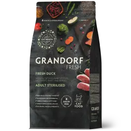 0,4кг Корм GRANDORF CAT Fresh Duck&Sweet Potato ADULT STERILISED для взрослых стерилизованных кошек с Уткой и бататом