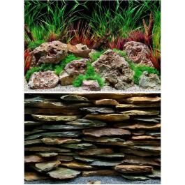Фон двухсторонний КАМЕННАЯ СТЕНА / ДИКАЯ ВОДА 30см*62см