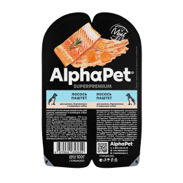 100г Влажный корм AlphaPet Superpremium для щенков, беременных и кормящих собак, паштет с Лососем 100г Влажный корм AlphaPet Superpremium для щенков, беременных и кормящих собак, паштет с Лососем