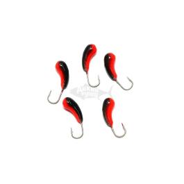 Мормышка вольфрамовая "ЯМАН"Уралка с отверстием, 1,01 г, черню-красн