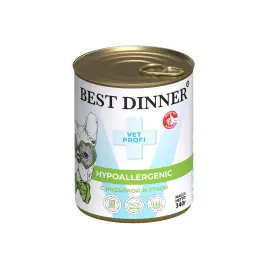 340г Влажный корм Best Dinner Hypoallergenic Exclusive для собак с Индейкой и Уткой