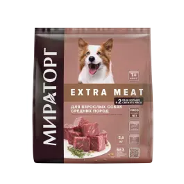 2,6кг Корм Мираторг Extra Meat Black Angus для взрослых собак средних пород старше 1 года с Говядиной