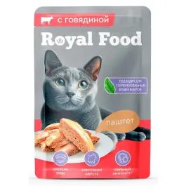 75г Влажный корм Royal Food для взрослых кошек с Говядиной, паштет