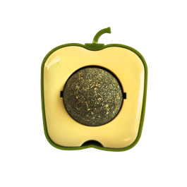 Игрушка WOGY для кошек Яблоко с вращающимся мятным шариком на липкой ленте, 6*5*2,5см