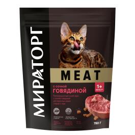 0,75кг Корм Мираторг Meat для взрослых кошек всех пород с сочной Говядиной