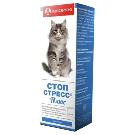 Капли Стоп-Стресс Плюс Apicenna для коррекции поведения при стрессовых ситуациях у кошек, 30мл