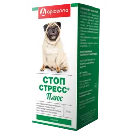 Капли Стоп-Стресс Плюс Apicenna для коррекции поведения при стрессовых ситуациях у собак, 50мл