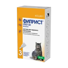 Капли на холку Фиприст Спот Он KRKA от блох и клещей для кошек 1-8 кг, 1шт