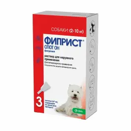 Капли на холку Фиприст Спот Он KRKA от блох и клещей для собак 2-10кг, 1шт