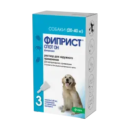 Капли на холку Фиприст Спот Он KRKA от блох и клещей для собак 20-40кг, 1шт
