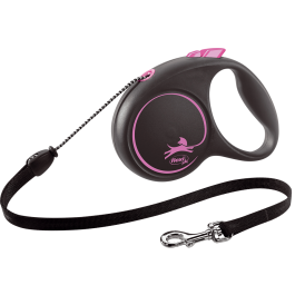 Рулетка FLEXI Black Design M 20кг 5м трос, розовая