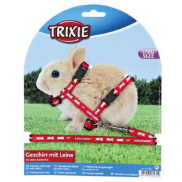 Набор TRIXIE с рисунком (шлея 20-33см-8мм + поводок 1,25м) для маленьких кроликов нейлон