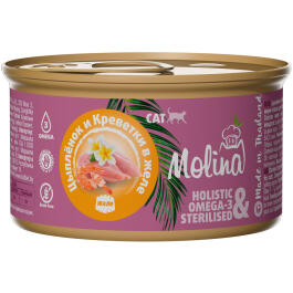 75гр Влажный корм Molina для кошек Цыплёнок и креветки в желе
