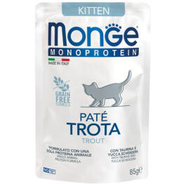 85г Влажный корм Monge Kitten Monoprotein Trout для котят и беременных кошек паштет из Форели