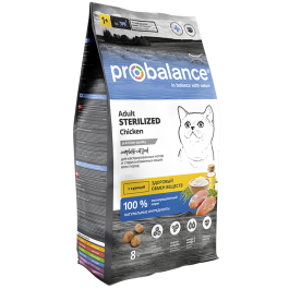 8кг Корм ProBalance Sterilized для стерилизованных кошек с Курицей
