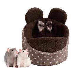 Лежанка LOORI Мини для грызунов с ушками Коричневые звёзды, 12*16см