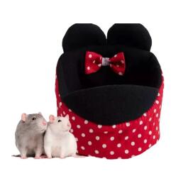 Лежанка LOORI Мини для грызунов с ушками Красные звёзды, 12*16см