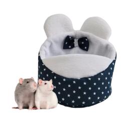 Лежанка LOORI Мини для грызунов с ушками Синие звёзды, 12*16см
