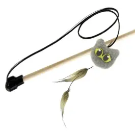 Удочка-Дразнилка GoSi для кошек "Мехокот Кайт" серый