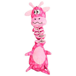 Игрушка Mr.Kranch Жираф с карманами под лакомство для собак, 36см, розовая