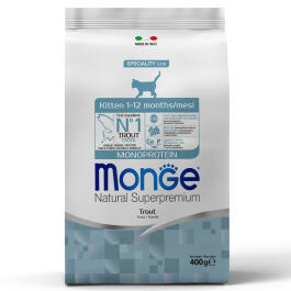0,4кг Корм Monge Kitten Monoprotein Trout для котят и беременных кошек с Форелью