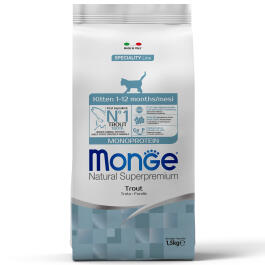 1,5кг Корм Monge Kitten Monoprotein Trout для котят и беременных кошек с Форелью