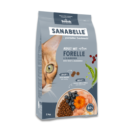 2кг Корм Bosch Sanabelle Adult mit Forelle & Blaubeeren Life для взрослых кошек с Форелью