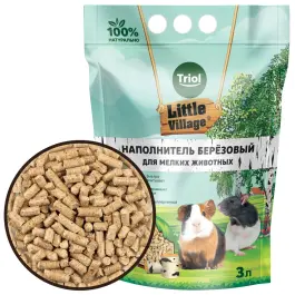 Наполнитель Triol LITTLE VILLAGE для мелких животных Березовый, 3л