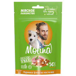 50гр Лакомство Molina для собак всех пород и щенков "Куриное филе на косточке"
