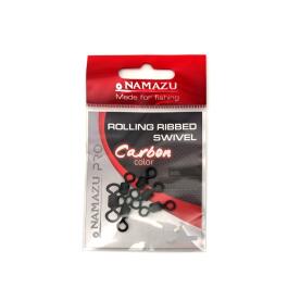 Вертлюг NAMAZU Pro Rolling Ribbed Swivel, Carbon, №06 test-19кг, латунь