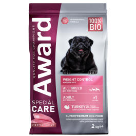 2кг Корм Award SPECIAL CARE Weight Control для взрослых собак всех пород для контроля веса со свежим мясом Индейки