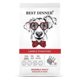 3кг Корм Best Dinner Adult Sensible Medium&Maxi Lamb&Tomatoes для взрослых собак средних и крупных пород с проблемами пищеварения с Ягненком и Томатом