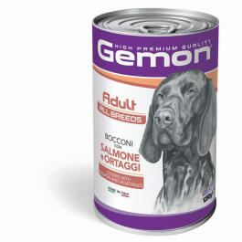 1250г Консервы Gemon Dog Adult ALL BREEDS Salmon / Veg для собак всех пород кусочки с Лососем и овощами