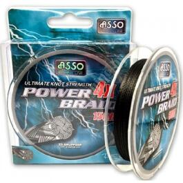 Шнур плетеный ASSO POWER BRAID 4x PE Черный, 150м 0,14мм